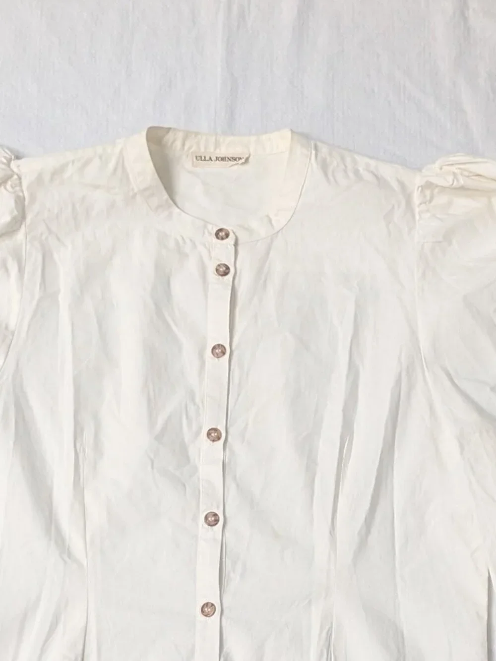 Ulla Johnson Long Puff Sleeve Cotton Blouse Shirt Size 4 Off-White